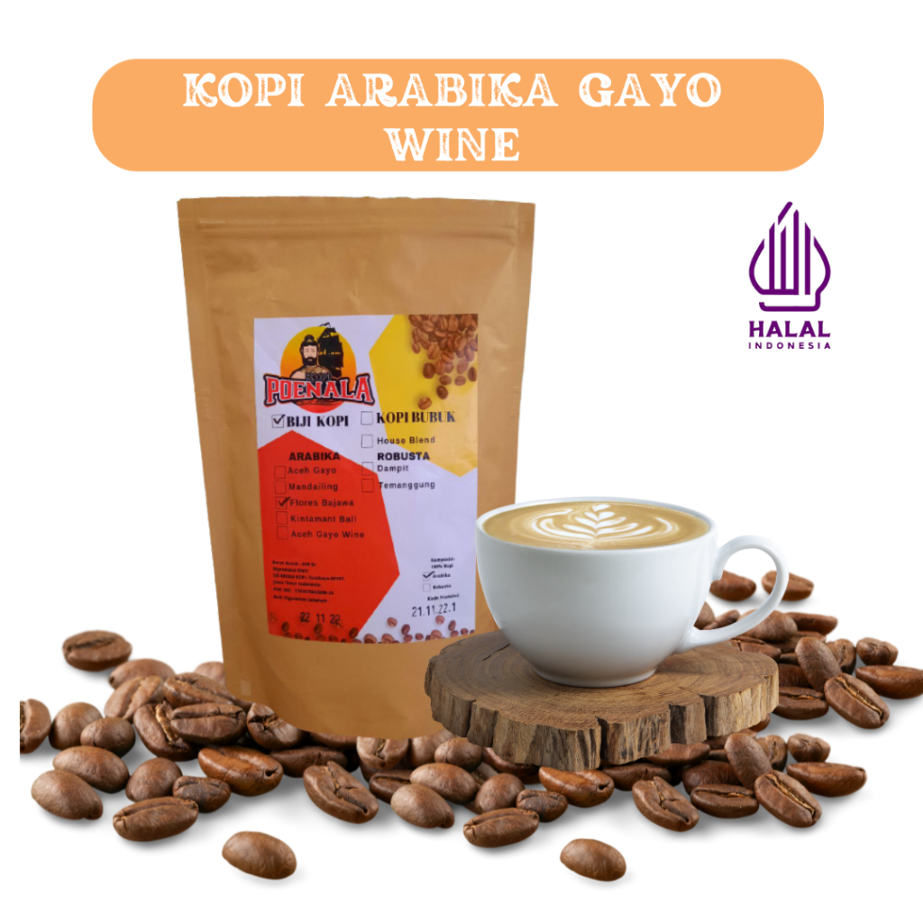 

KOPI BUBUK BIJI ROASTED BEAN ARABIKA ACEH GAYO WINE 250GR - KOPI POENALA KOPI SUSU ESPRESSO MANUAL BREW