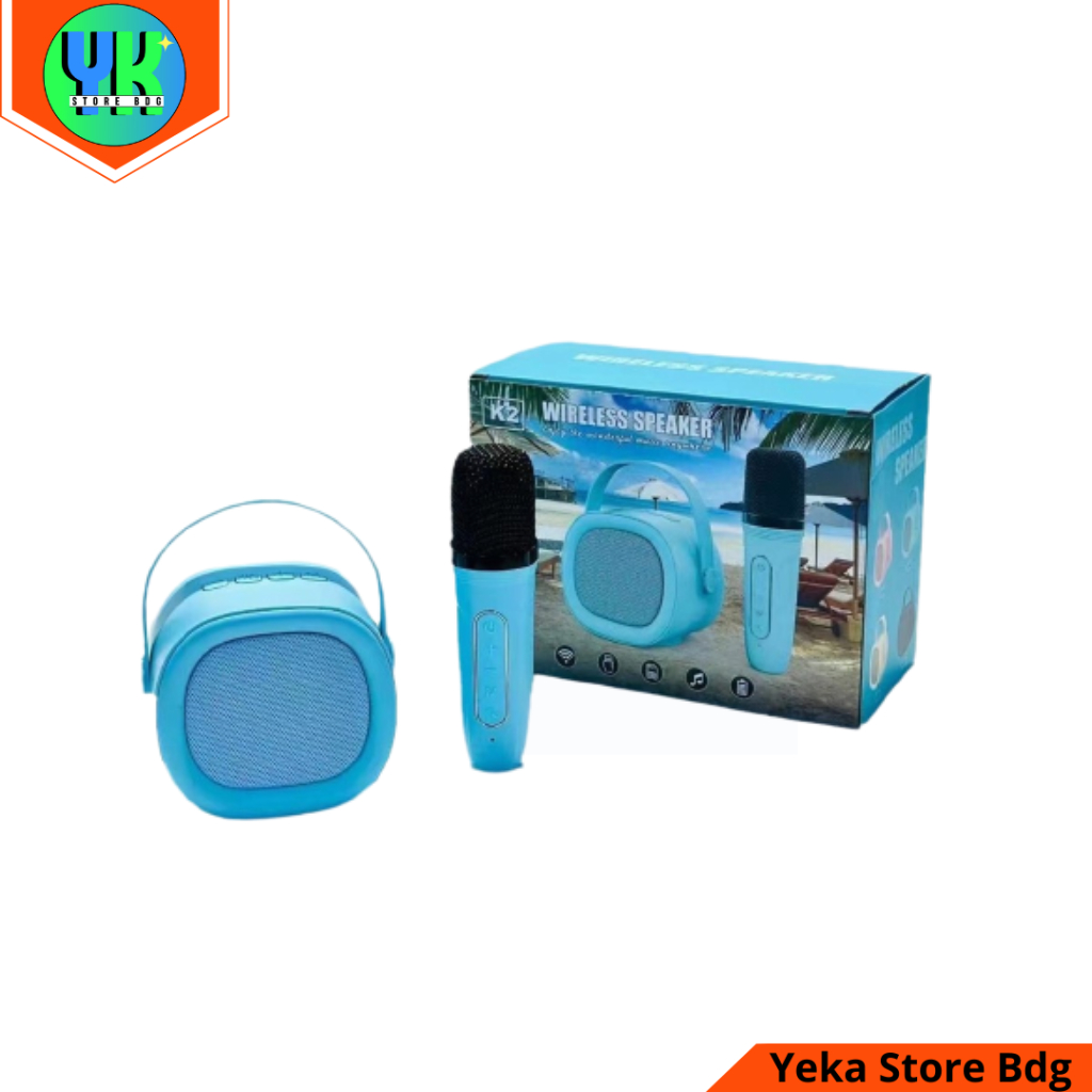 Speaker + Mic bluetooth K2 portable speker karaoke wireless spiker