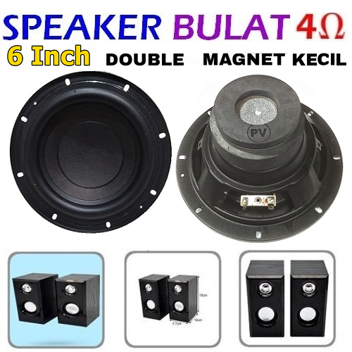 Speaker Subwoofer HiFi 6 Inch 50W 4R Double Magnet Auto Audio Musik Home Teather Stereo 4 Ohm 50Watt