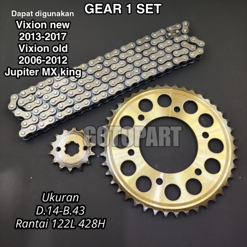 Gear set Vixion new Nvl Nva Vixion old Jupiter MX king Gigi tarik rantai roda gir model sss Vixion