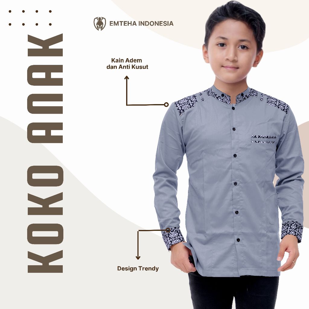 BAJU KEMEJA KOKO ANAK LAKI LAKI UMUR 5 SAMPAI 14 TAHUN TERBARU