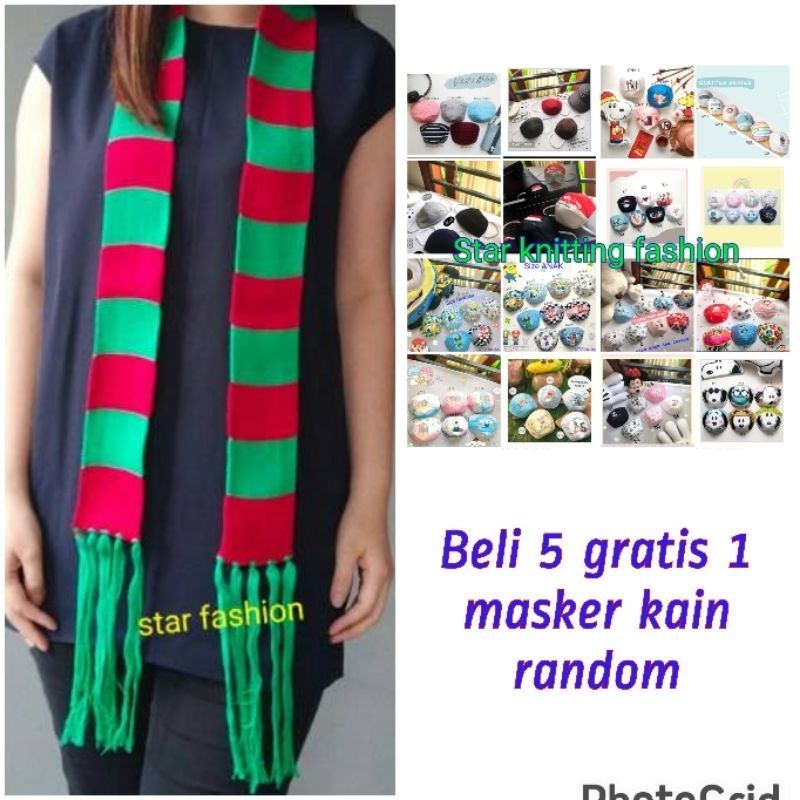 syal syall shawl scraf natal christmas merah hijau kecil