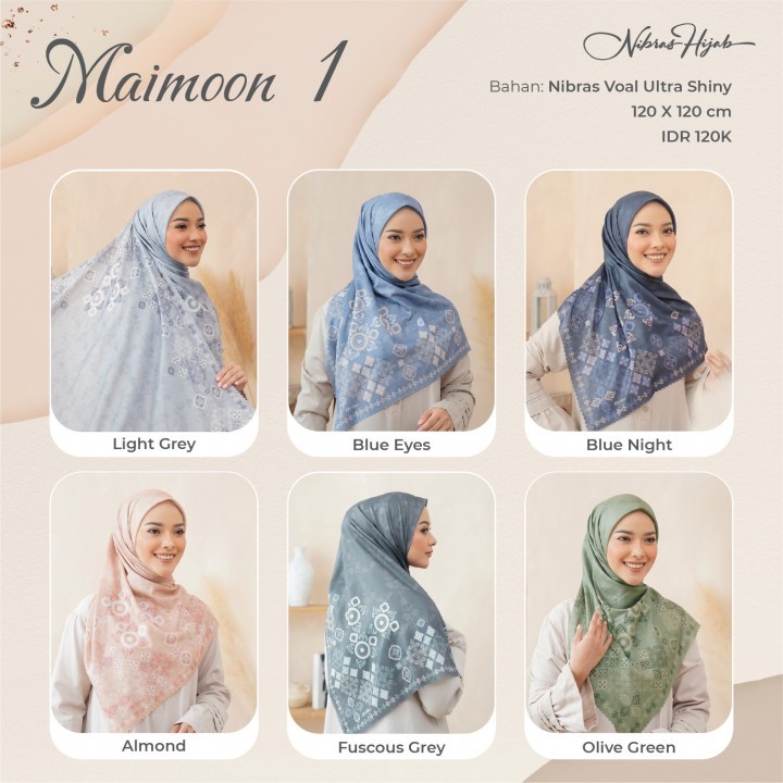 Hijab Syari Segi Empat Motif Ukuran 120x120 cm