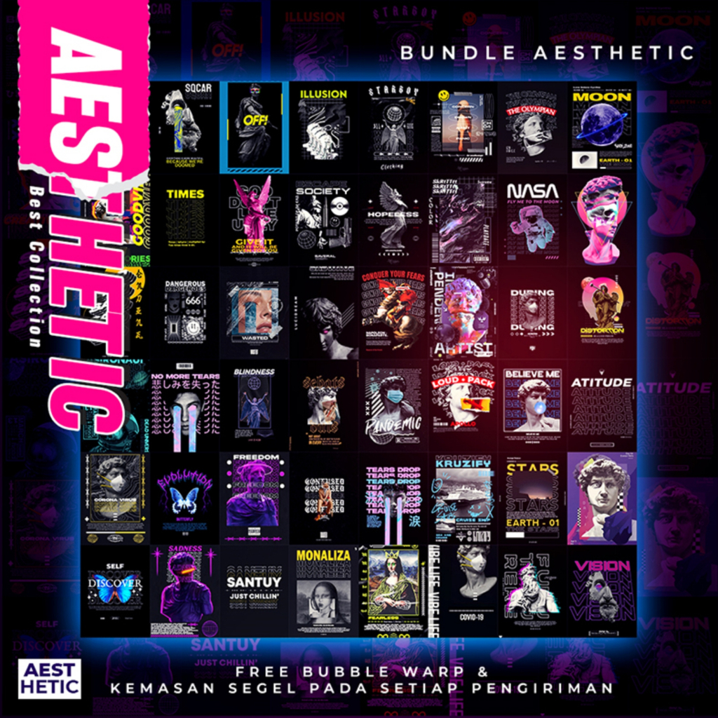 Poster Dinding Aesthetic Bundle Aesthetic Isi 24/48 Poster | Poster Dinding | Poster Kamar | Poster 