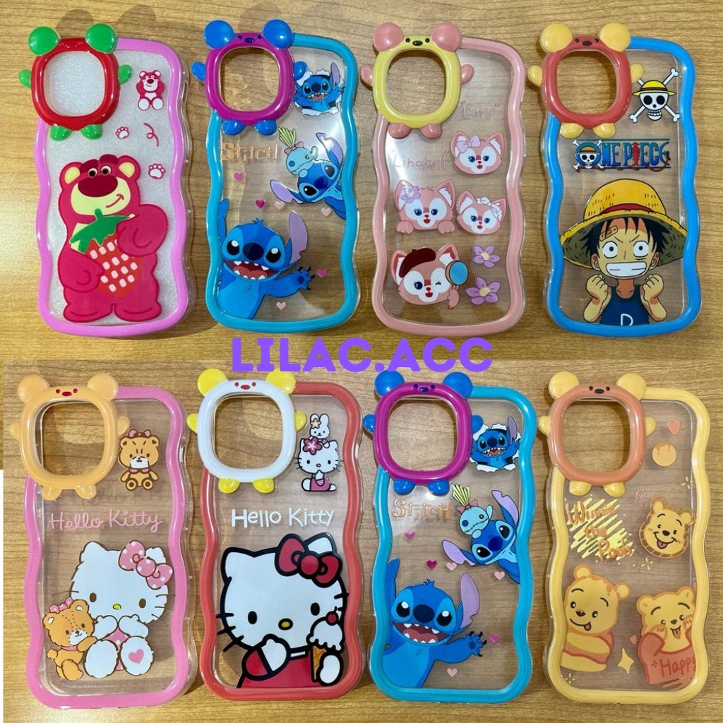 [Oppo A15 / A16 / A17 / A17K / A57 2022 / A77S / A78 5G ] CASE WAVE GELOMBANG CURLY KARAKTER LUCU + 