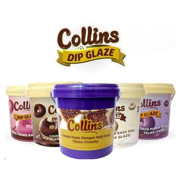 

➘✣✰ Collins Dip Glaze 1kg - Glaze Donat Varian: Cokelat Talas (Taro) Strawberry Tiramisu Stok Banyak
