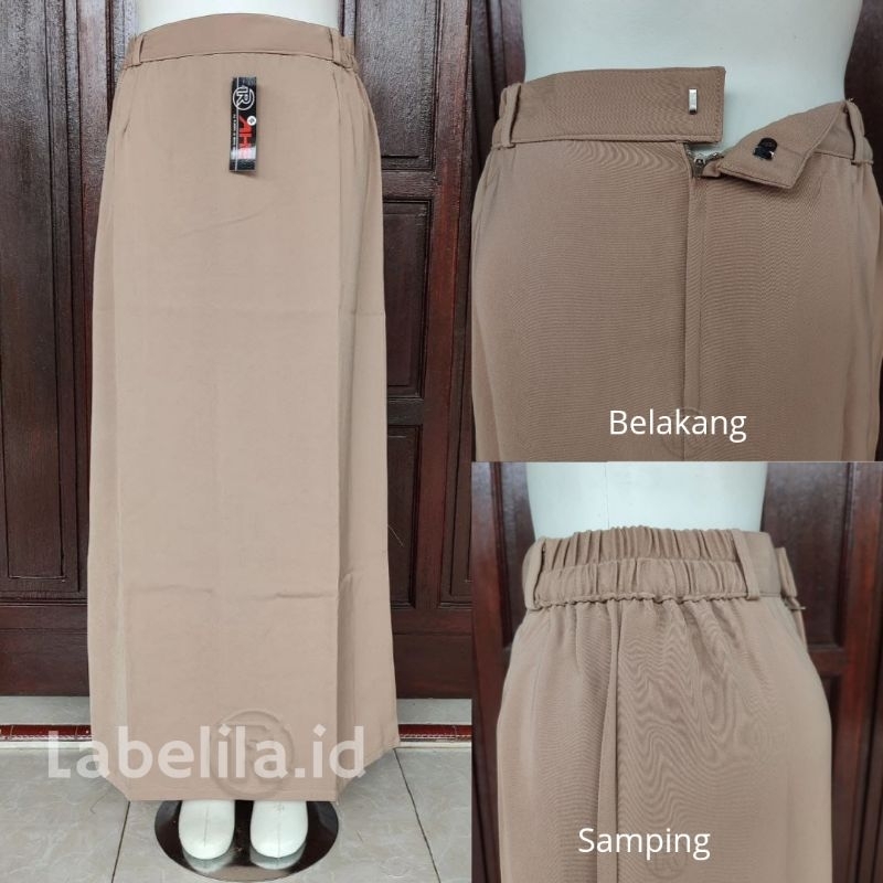 Rok Kerja PNS warna Coksu Model Line A Kain Twist Ferari Original