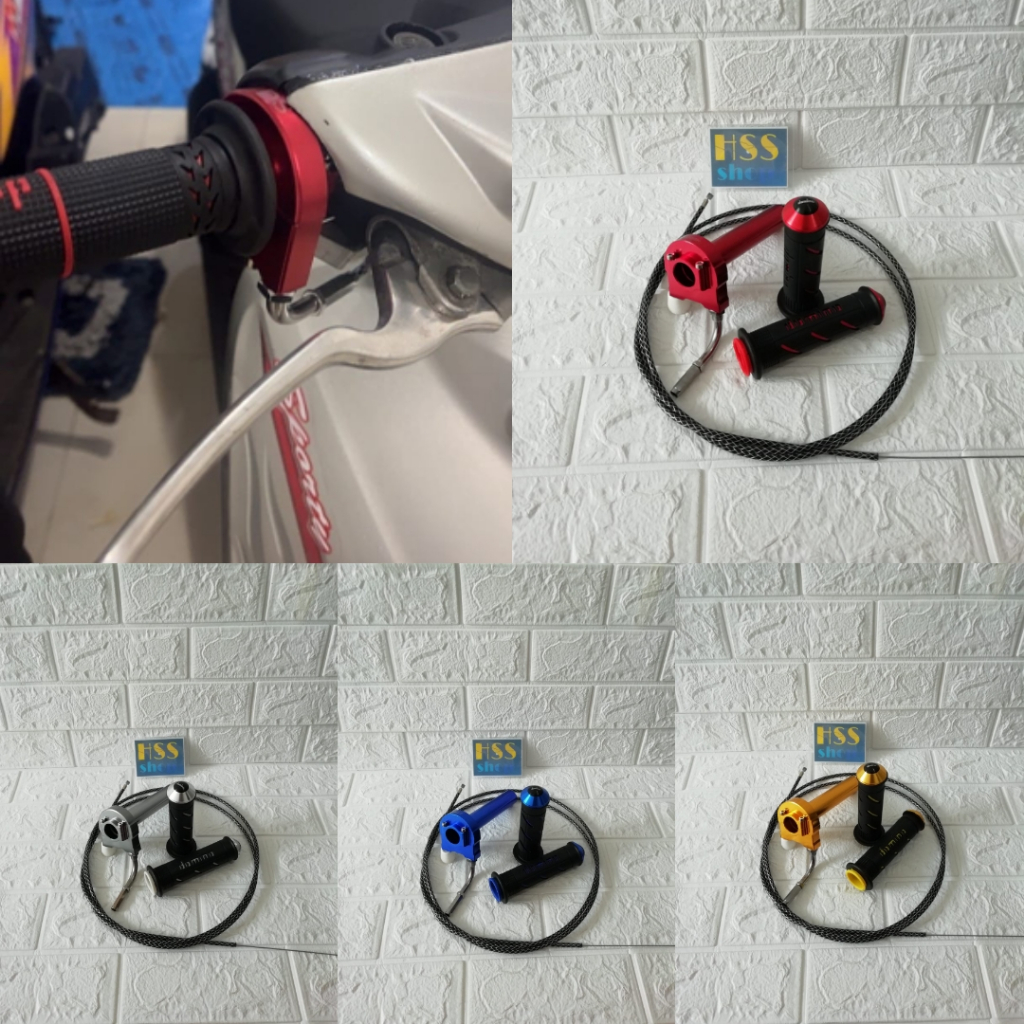 Gas Spontan 1 Kabel + Handgrip Jalu + 1 Kabel Gas Serat = Mio Sporty, Beat Karbu, Xeon Karbu, Vario