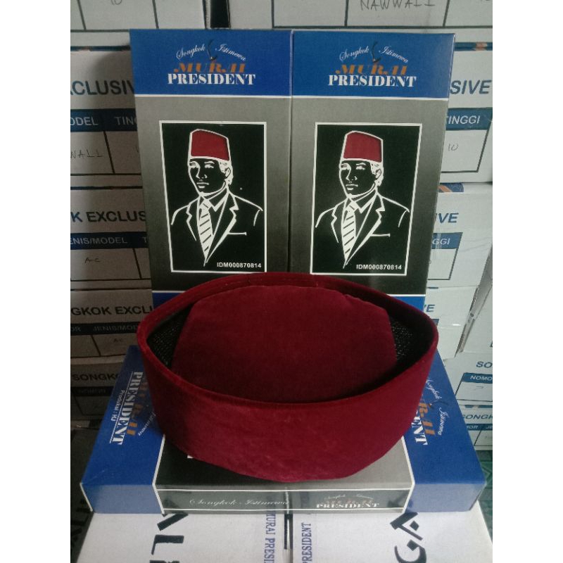(GROSIR) PECI MERAH MARON PRESIDENT ORIGINAL KOPIAH PRESIDENT SONGKOK PRESIDENT