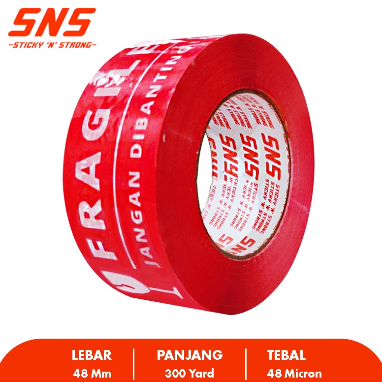 

Diskon Promo.. LAKBAN FRAGILE MERAH 300 YARD SNS STICKY N STRONG 99