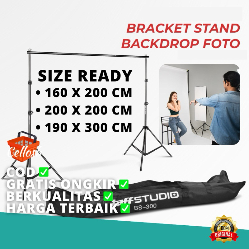 Bracket Stand 2 3 Meter Backdrop Foto Tiang Background Foto Studio Tiang Stand Latar Belakang Perlen