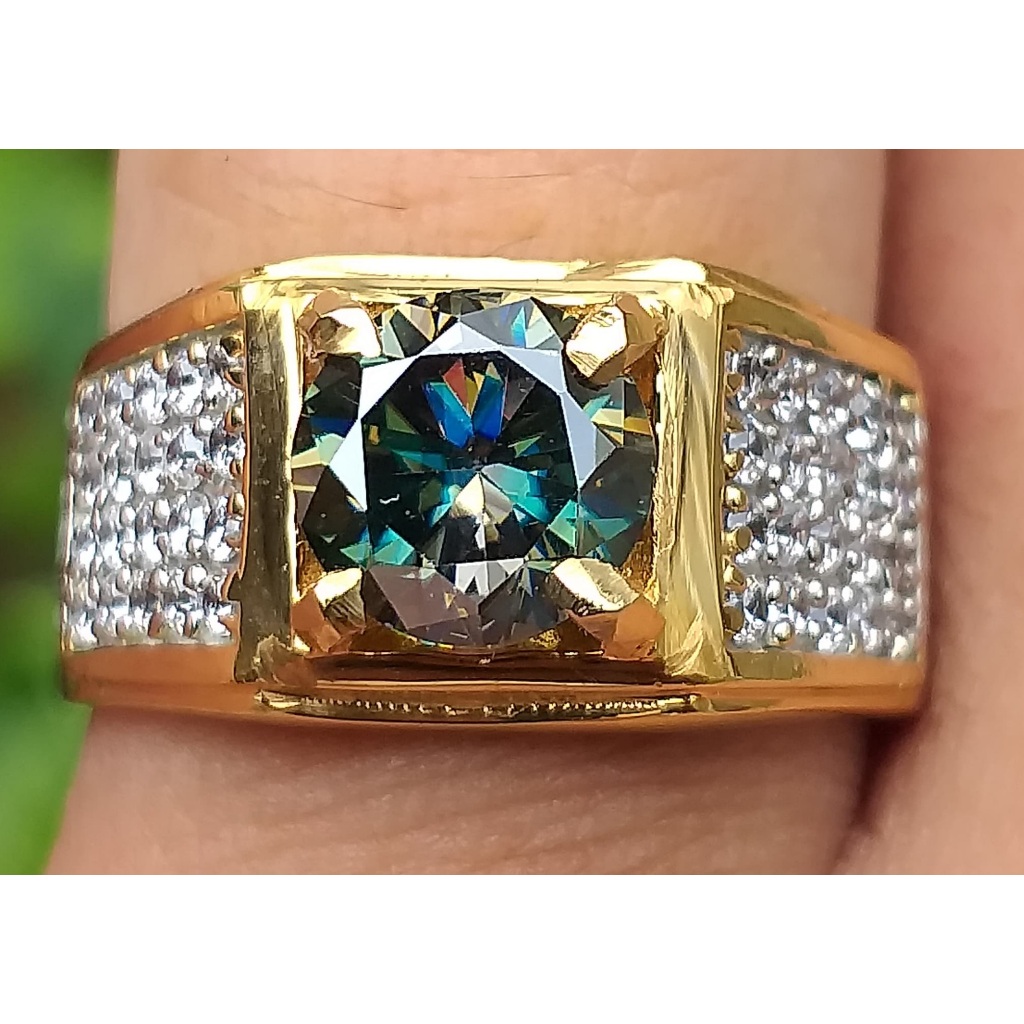 Cincin Blue Moissanite Memo IGL (Sintetis / Lab Created)
