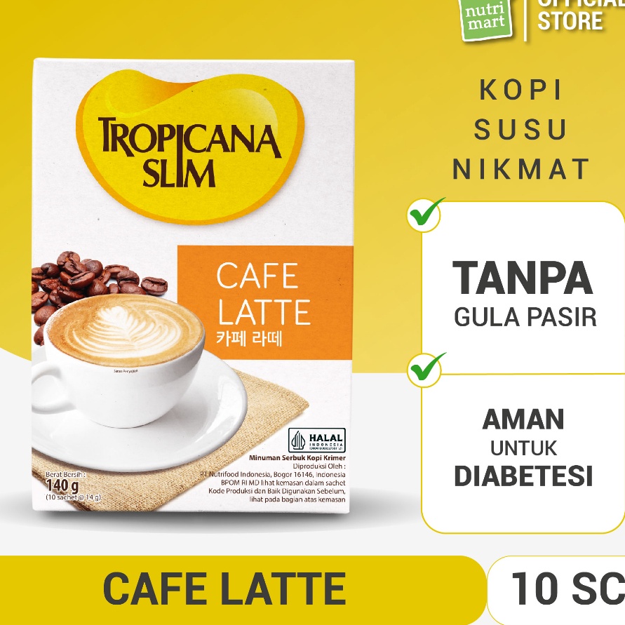 

FZTX9479 (V44859) Tropicana Slim Cafe Latte 10 Sachet 14gr - Kopi Susu Nikmat Tanpa Gula Pasir