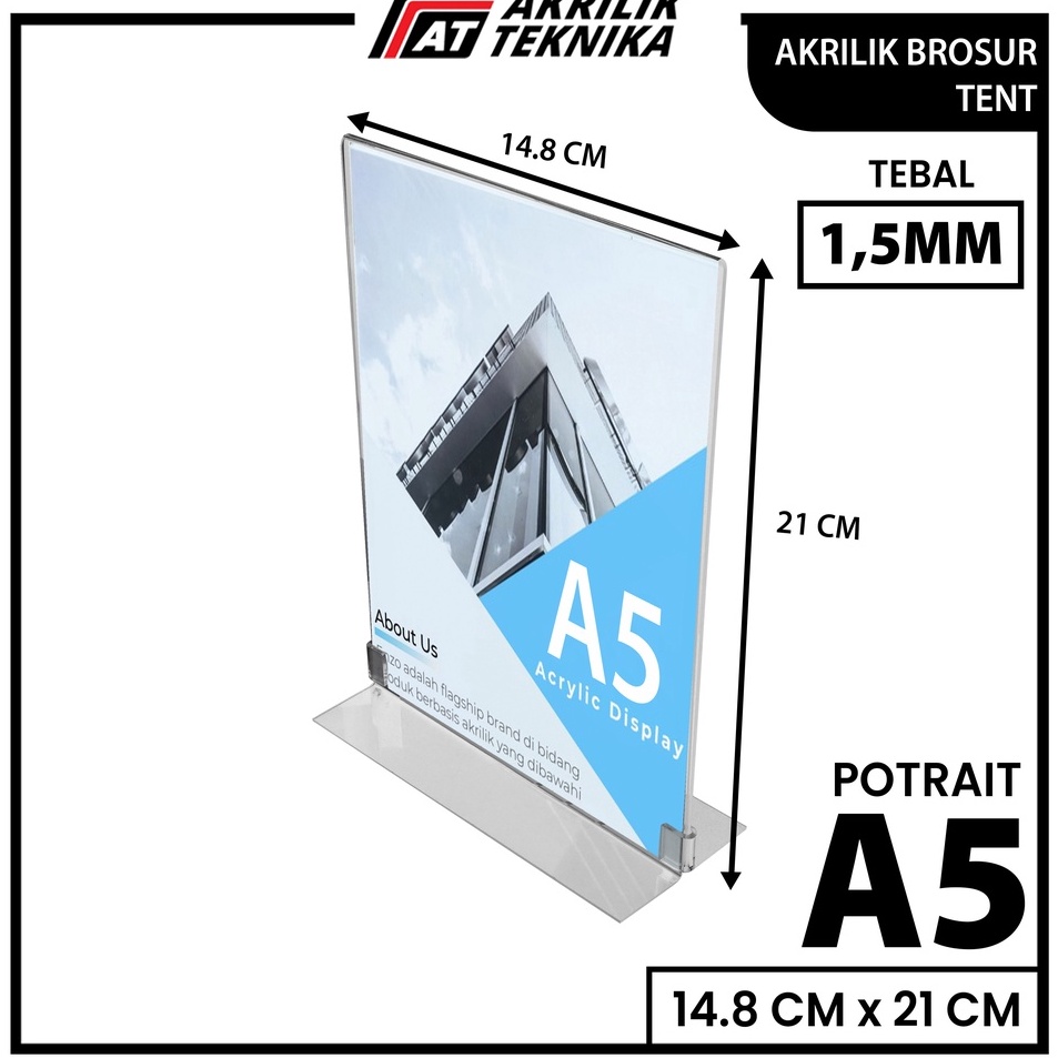 

Harga Termurah Tempat Brosur Akrilik Tent Card Holder Portrait T - Ukuran A5 1.5mm