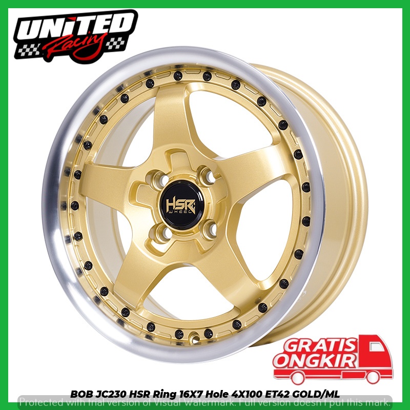 VELG RACING MODEL BINTANG R16 HSR BOB RING 16 UNTUK MOBIL VIOS YARIS IGNIS PCD 4X100 GOLD