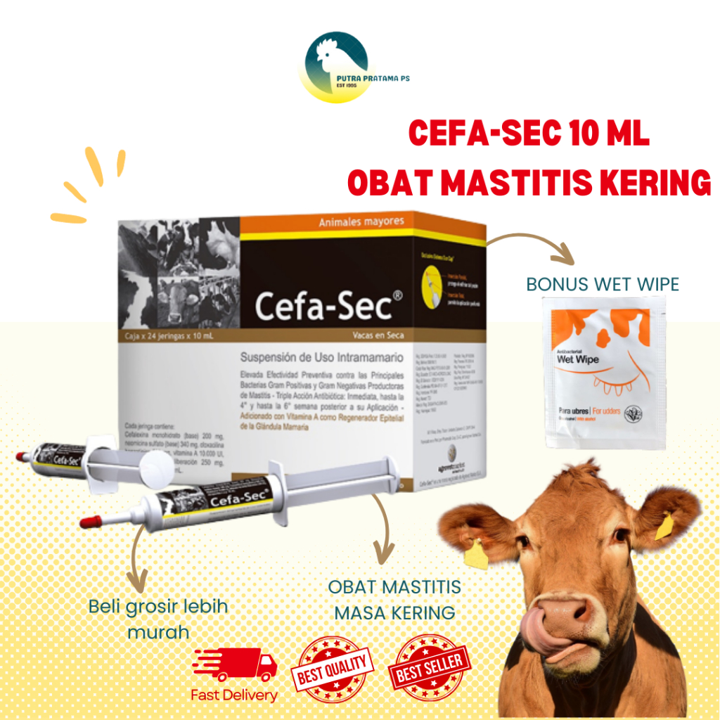 CEFA-SEC 10 ml - Cefasec 10 ml Obat Mastitis Masa Kering Ampuh seperti Depolac
