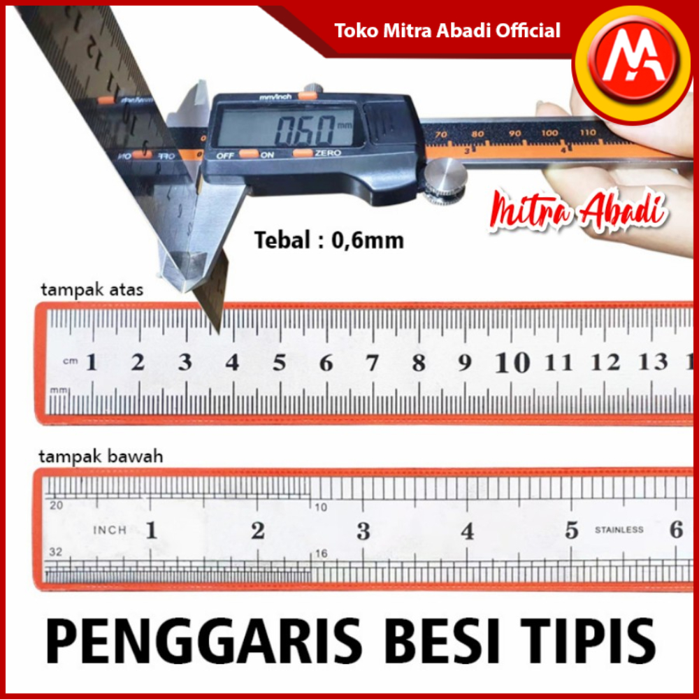 

Penggaris / Mistar Besi Stainless Steel TIPIS