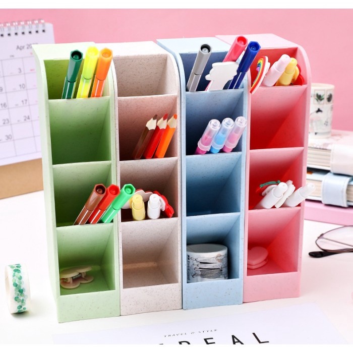 

Rak Mini 4 Sekat Tempat Kotak Alat Tulis Pulpen Stationery Stand Meja