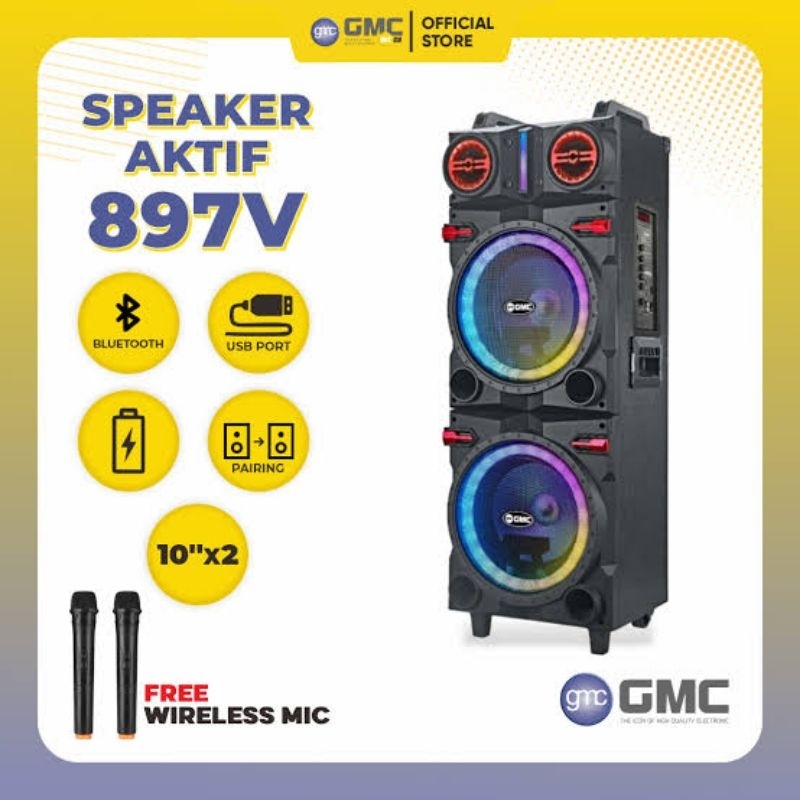 SPEAKER ACTIVE GMC 897V 897 V AMPLIFIER SPIKER AKTIF AKTIP MEETING SD CARD USB FLASHDISK BLUETOOTH R