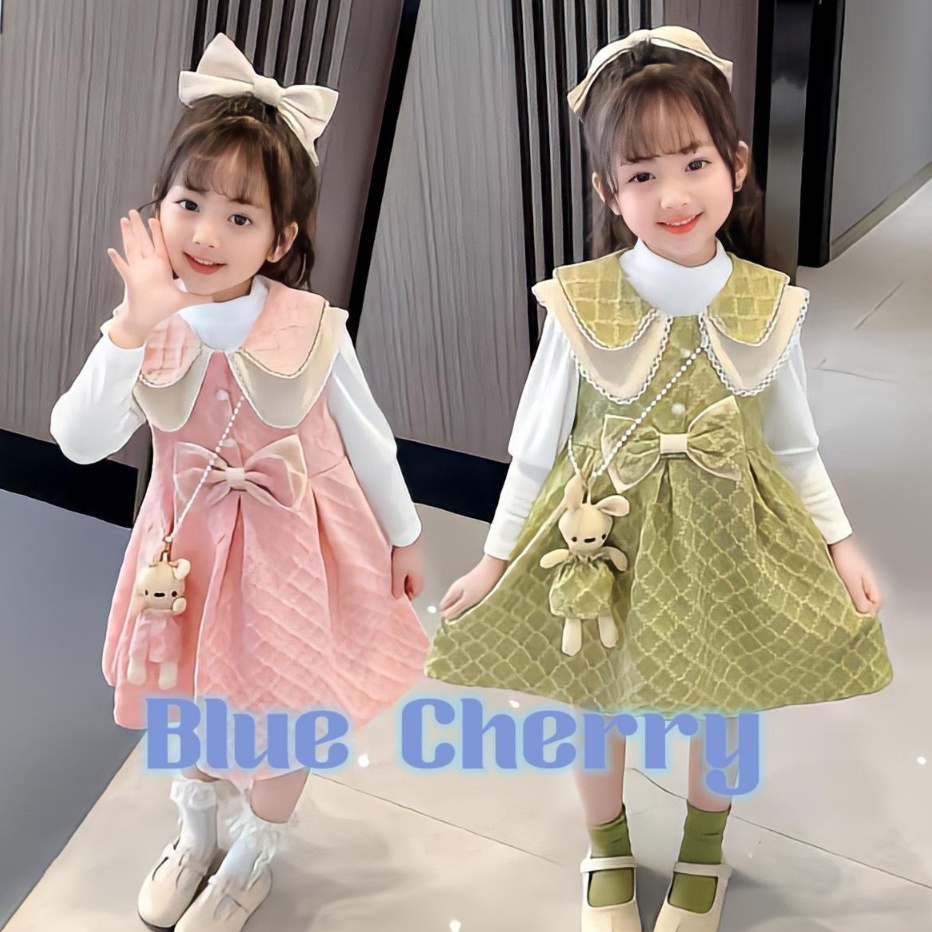Ready Stock (6Bulan-7Tahun) Dress Anak Pesta Perempuan Impor Lengan Panjang Korea Style Free Tas Boneka.