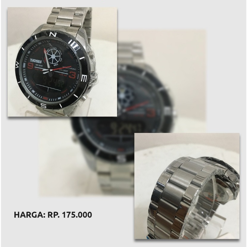 JAM SKMEI 1389 DIGITAL Rantai Silver Murah Original