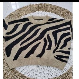 SWEATER RAJUT CROP ZEBRA CROP OVERSIZE