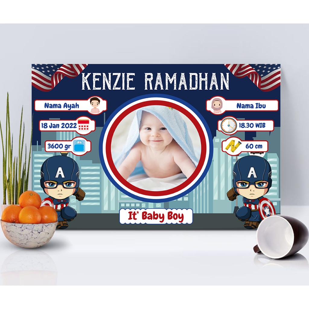 biodata bayi custom Hiasan dinding bingkai kayu hiasan dinding biodata bayi biodata bayi cowo biodat