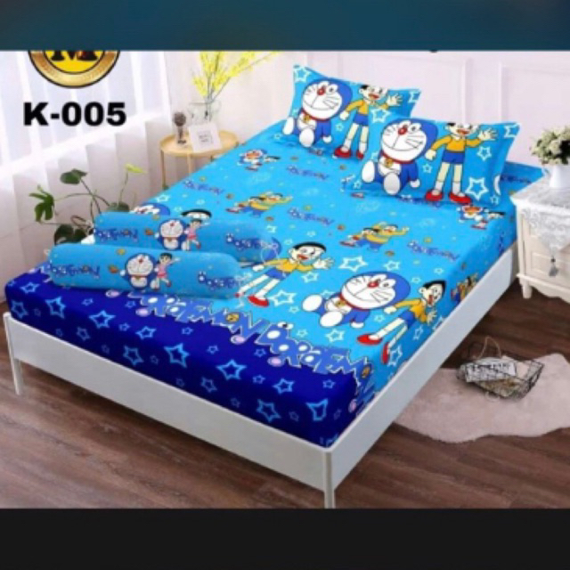 SPREI DORAEMON - SEPRAI KOTAK HITAM - SEPRAI BUNGA HITAM - SARUNG KASUR MURAH SPRNGBED