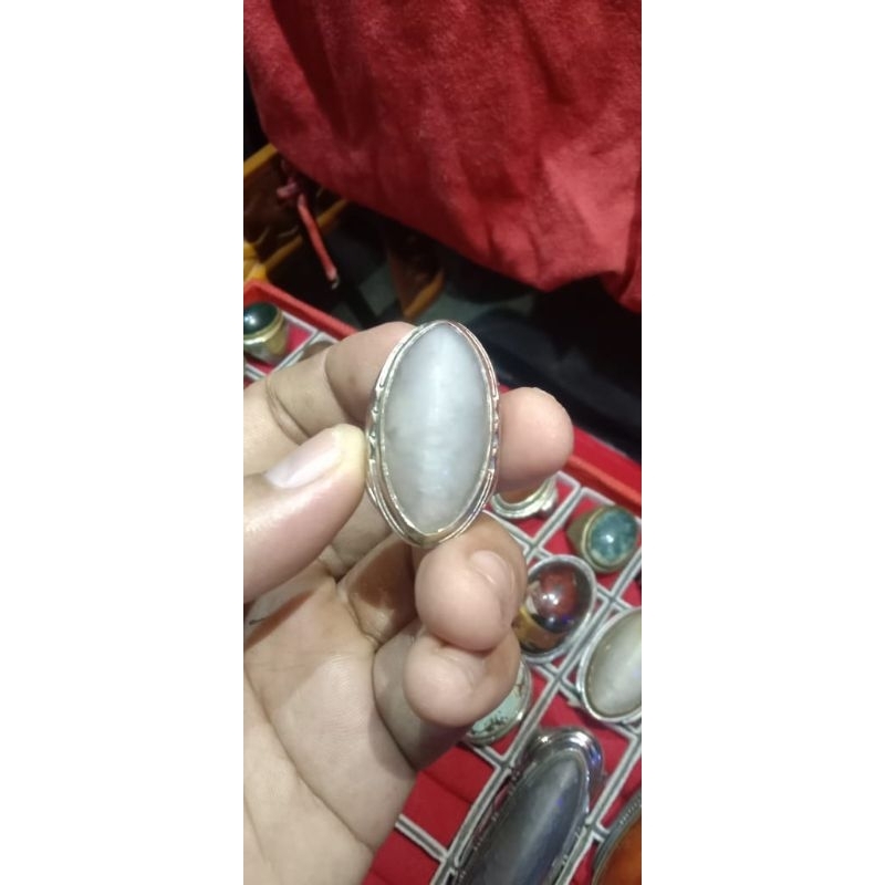 cincin akik batu pandan nanas putih asli