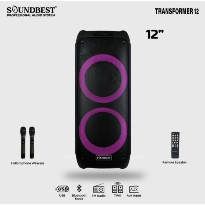 Speaker Portable Wireless Soundbest TRANSFORMER 12 Original 12 inch Bluetooth