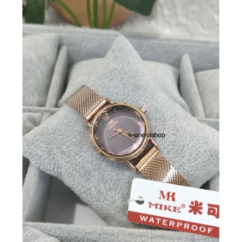 MIKE JAM TANGAN WANITA TALI PASIR ROSE GOLD  JAM TANGAN TALI PASIR TAHAN AIR