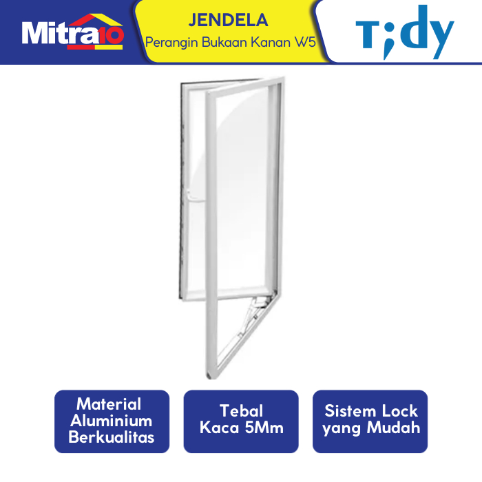 Jendela Bukaan Kanan Aluminium 60x150cm Putih W4 - Tidy
