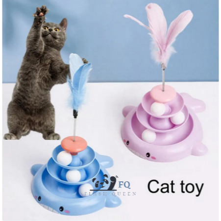 Cat Toy Track Ball Tower - Mainan Tower Desain Paus untuk Kucing