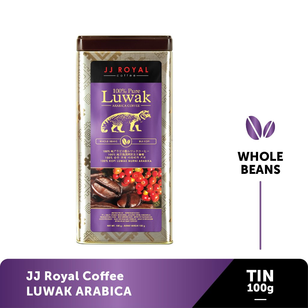 

JJ Royal Coffee 100% Pure Luwak Arabica Bean Tin 100gr