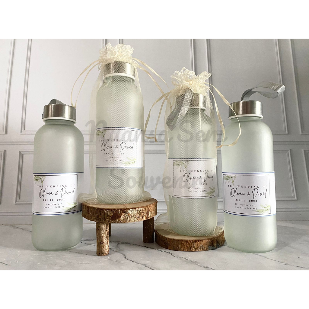 Botol Tumbler Minum Kaca Doff 420ml Termos Infused Water Kaca Botol Travel Beling Dof Polos