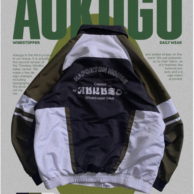 Jaket Windbreaker Haforton Aokugo jaket pria colorblock jaket vintage jaket motor jaket sport