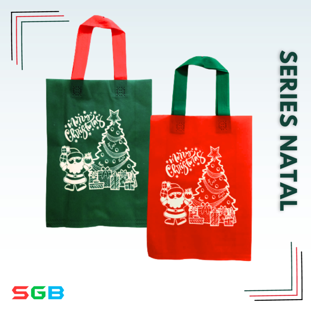 

Tas Spunbond edisi NATAL uk Tali 25x35x8 / Tali 30x40x8 & Oval 30x40 - Goodie Bag motif