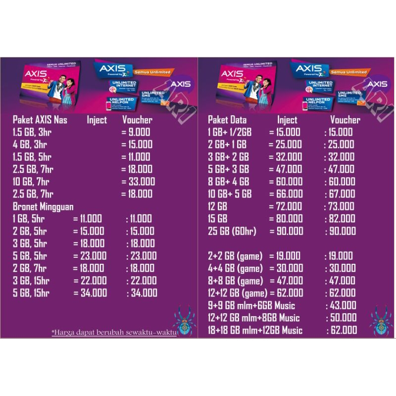 Kuota Paket Data Axis Bronet Jatim 3GB, 6GB, 10GB, 16GB
