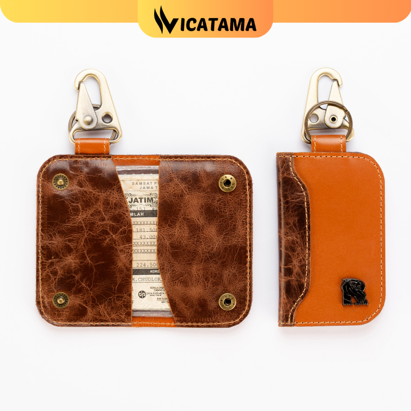 Gantungan Kunci Dompet Stnk Motor Mobil Kulit Asli Leather Keychain