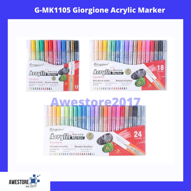 

G-MK1105 Giorgione Acrylic Marker Pen Set Spidol Akrilik Cat Paint