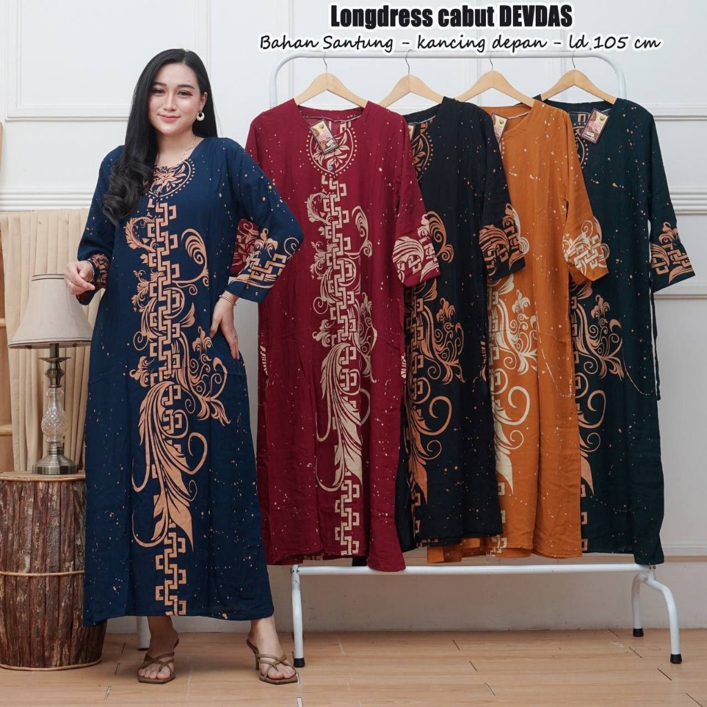 Longdress Motif Terbaru Bahan Rayon Ld 110 cm - Daster Lengan Panjang