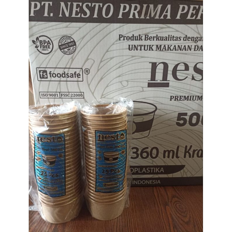 Paper bowl Kraft 360 ml / mangkok kertas Kraft 17oz 500ml /paper kraft Brown
