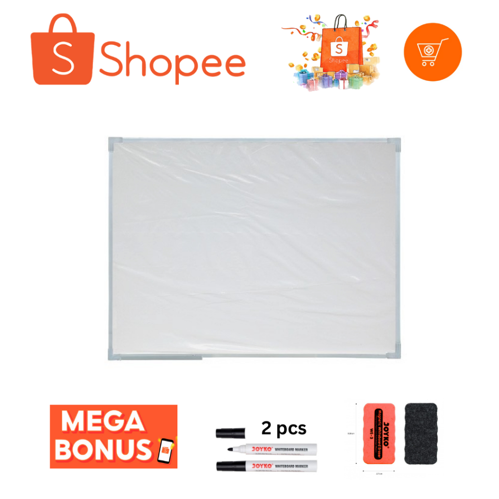 

Whiteboard Magnetic 60x90cm / 60 x 90 Papan Tulis Ukuran Standard 90x60 / 60x90 Favorit Popular