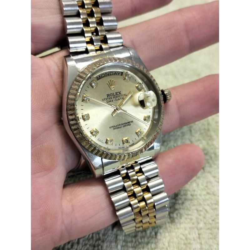 [ W ] Jam Tangan Pria Rolex Oyster Perpetual Day Date Superlative Chronometer Automatic Otomatis Second seken