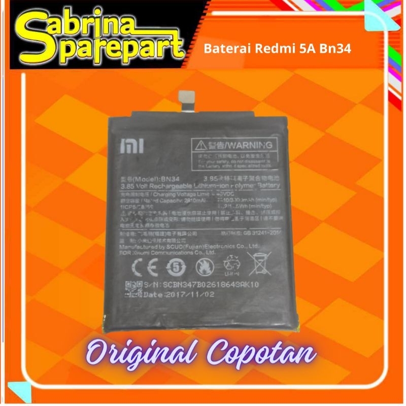 Baterai Redmi 5A BN34  Original Copotan