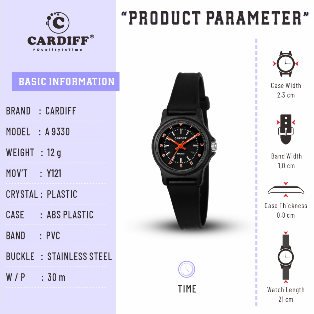 CARDIFF Analog A 9330 Jam Tangan Casual Cewek Water Resist