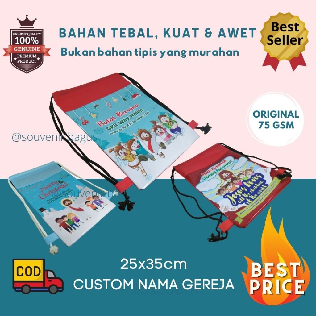 

Tas Souvenir Natal Anak Custom Imlek Paskah Diakonia Marturia Serut Ransel Backpack sunday school