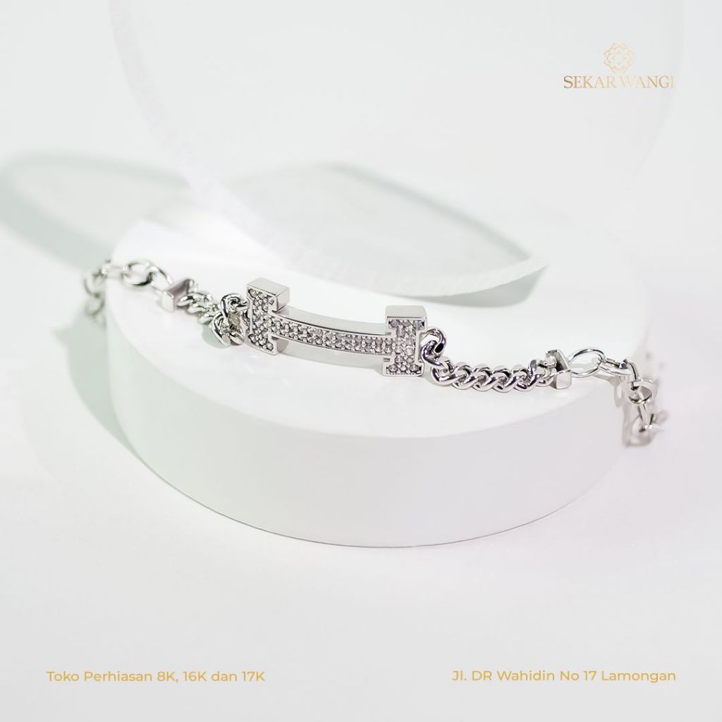 GELANG EMAS PUTIH H, EMAS ASLI KADAR 8K (375%)