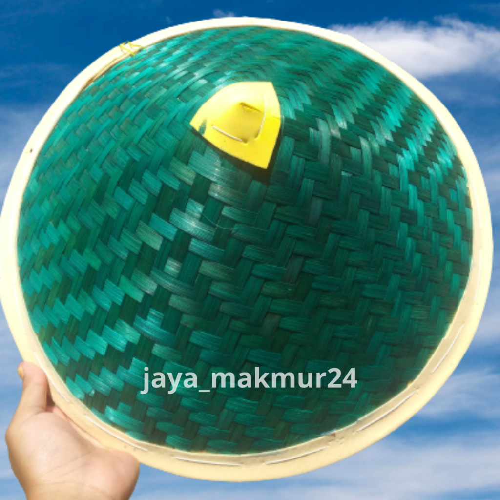 Caping Warna Hijau - Topi Caping Bambu Warna Hijau Tua d.38 CM
