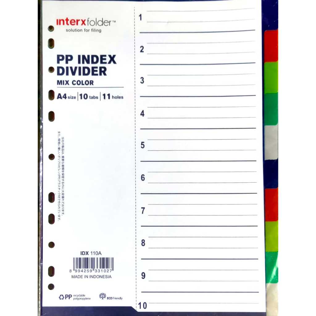 

Index Divider Inter-X A4 - 10 tab ( pack )